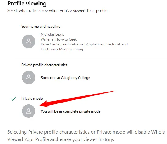 Private Mode Setting