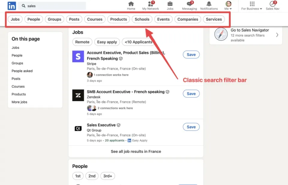 LinkedIn Advanced Search Interface